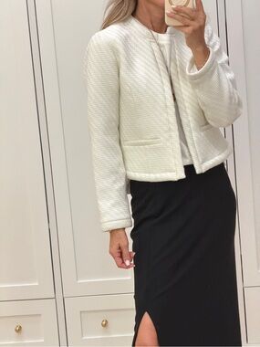 NWT Sail to Sable Cream Tweed Cropped Jacket